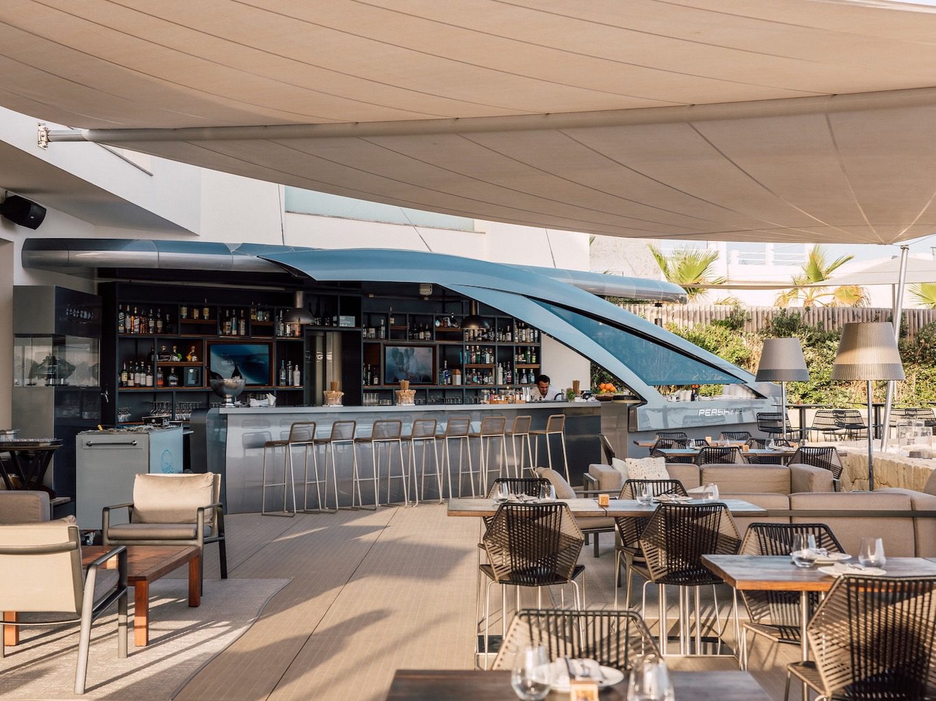 White Ibiza Restaurant Guide: Pershing Yacht Terrace at 7Pines Resort Ibiza